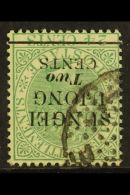 SUNGEI UJONG 1891 2c On 24c Green Surcharge With WATERMARK INVERTED Variety, SG 49w, Very Fine Used, Very Scarce.... - Other & Unclassified