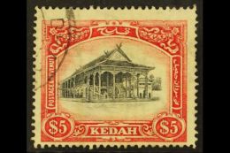 KEDAH 1921 $5 Council Chamber Var Wmk Crown To Left Of CA, SG 40w, Fine Used. For More Images, Please Visit... - Otros & Sin Clasificación