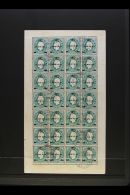 NEWSPAPER STAMP. 1892 2½r On 10r Green (SG N73) Magnificent Complete Sheet Of 28 Stamps Cancelled By 21... - Other & Unclassified