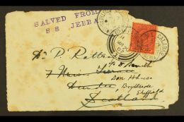 1907 WRECK OF THE JEBBA Cover Front Addressed To Dundee Bearing KEVII 1d Tied By CALABAR (FE 23 07) Cds, Alongside... - Nigeria (...-1960)