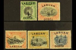 1904 "4 Cents" Surcharges - 4c On 5c (SG 129), Plus 4c On 8c To 4c On 24c (SG 131/34), Fine Mint. (5 Stamps) For... - Noord Borneo (...-1963)