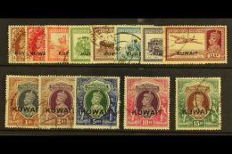 1939 Overprints On India Complete Set, SG 36/51, Postally Used, The 5r With Blue Crayon Line. (13 Stamps) For More... - Koeweit