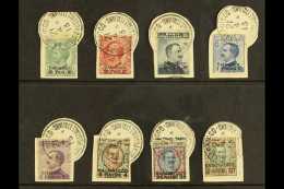 POST OFFICES IN TURKISH EMPIRE SALONIKA - 1909-11 Complete Set, Sassone 1/8, Each Fine Used On Small Piece With... - Otros & Sin Clasificación