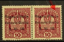 VENEZIA GIULIA 1918 10h Lake Overprinted, Variety 'missing L In Italia' , Sass 4r, Very Fine Mint In Pair With... - Unclassified