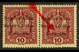 VENEZIA GIULIA 1918 10h Lake Overprinted, Variety 'no Stop After XI' Variety, Sass 4o, In Pair With Normal , Very... - Non Classés