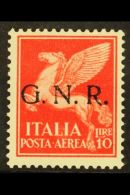 SOCIAL REPUBLIC 1944 10L Carmine Airmail, Verona Overprint, Sass 124, Superb Mint Og. Signed Biondi. Rare Stamp.... - Unclassified