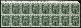 R.S.I. 1944 25c Green Florence Overprint, Variety "overprint Inverted", Sass 491a, Superb Top Margin Block Of 16.... - Sin Clasificación