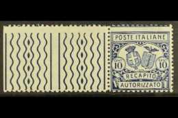 AUTHORISED RECEIPT STAMPS 1928 10c Blue, Variety "Perf 11 X 14",  Sass 1a, Superb Marginal NMH. Rare Stamp With... - Zonder Classificatie