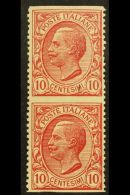 1906 10c Red "Leoni" Vertical Pair, Variety "IMPERF HORIZONTALLY , Sassone 82g, Very Fine Never Hinged Mint. Cat... - Unclassified