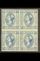 1863 15c Blue VE II, Sass 12, Superb Mint Block Of 4, (2 Og, 2nhm), Signed Diena And Bolaffi With Diena Cert. Rare... - Sin Clasificación