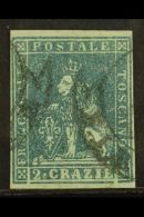 TUSCANY 1851 2cr Greenish Blue On Blue Paper, Sass 5c, Superb Used With Large Margins And Neat Cancel. Cat ... - Unclassified