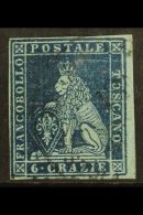 TUSCANY 1851 6cr Deep Blue On Blue, Sass 7c, Superb Used Stamp With Large To Huge Margins, Rich Colour And Light... - Ohne Zuordnung