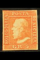 SICILY 1859 5gr Light Vermilion, Plate 1, Sass 10, Very Fine Mint With Even Colour And Clear Margins All Round.... - Non Classés