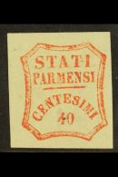 PARMA 1859 40c Vermilion, Provisional Govt, Sass 17, Superb Mint With Huge Margins. Signed Diena With RPS Cert.... - Non Classés