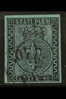 PARMA 1852 40c Black On Blue, Sassone 5, Superb Used With Four Good Margins And Light Cancel. 2012 Sorani Photo... - Ohne Zuordnung