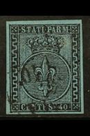 PARMA 1852 40c Black On Blue, Sassone 5, Superb Used With Four Good Margins And Light Cancel. 2012 Sorani Photo... - Sin Clasificación