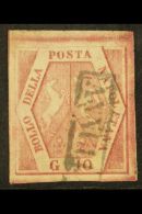 NAPLES 1858 10gr Carmine Rose, Pl II, Sass 11, Superb Used With Large Margins All Round And Neat Boxed Cancel. Cat... - Non Classificati