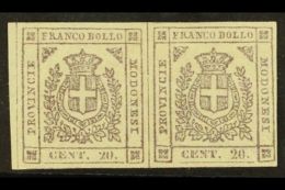 MODENA 1859 20c Lilac Grey Provisional Government, Sass 16, Very Fine Mint Pair With Full Margins. Cat €300... - Sin Clasificación