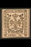 MODENA 1852 10c Black On Rose 'with Stop', Sassone 9, Very Fine Mint With 4 Good / Huge Neat Margins (complete... - Zonder Classificatie