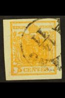 LOMBARDY VENETIA 1850 5c Yellow Ochre, Sass 1, Superb Used With Large To Huge Margins All Round And Neat Milano... - Ohne Zuordnung