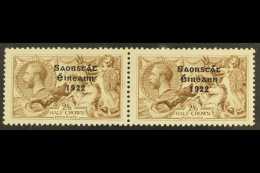 1922-23 2s6d Chocolate Brown Seahorse, SG 64, Horizontal Pair, One With WEAK ACCENT IMPROVED (Row 10/4), Hib. T59... - Altri & Non Classificati