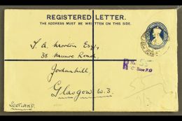1946 (9 Apr) 1½a Indian Registration Stationery Envelope To Scotland, Cancelled By "C - Base Post Office /... - Iraq