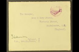 1917 (18 Aug) Stampless Env With Embossed Flap Of "Government Of India" Addressed To England And Endorsed By A... - Irak