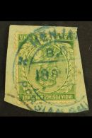 USED ABROAD - HENJAM. KGV ½a Green Tied To Piece By Large Part Blue Double- Ring "HENJA(M) / B.O. / PERSIAN... - Other & Unclassified