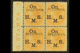 OFFICIAL 1874-82 2a Orange With "On H. M. S." Overprint And With Additional "SPECIMEN" Handstamp, SG O33as, A Fine... - Sonstige & Ohne Zuordnung