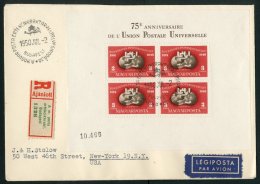 1950 75th Anniv Of The UPU Perf Miniature Sheet, Mi Block 18A, Very Fine Used On First Day Cover, Registered To... - Andere & Zonder Classificatie