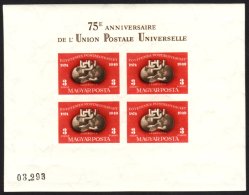 1949-50 UPU 75TH ANNIVERSARY Imperf Miniature Sheet, Mi 18B, Very Fine Lightly Hinged Mint (stamps Never Hinged).... - Otros & Sin Clasificación