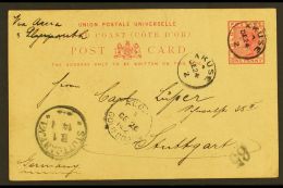 1902 (24 Dec) 1d QV Postal Stationery Postcard Addressed To Germany, Cancelled By "Akuse" Cds's, Plus "Accre"... - Costa De Oro (...-1957)