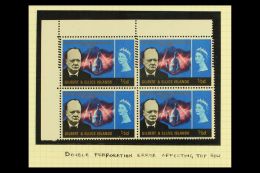 1966 ½d Churchill, SG 106, A Corner Block Of Four Showing DOUBLE PERFORATION Error Affecting The Top Two... - Isole Gilbert Ed Ellice (...-1979)