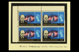 1966 ½d Churchill, SG 106, A Corner Block Of Four Showing DOUBLE PERFORATION Error Affecting The Top Two... - Gilbert & Ellice Islands (...-1979)