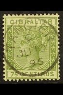 USED IN TANGIER 1889-96 75c Olive-green Very Fine Used With Upright 'socked On The Nose' "TANGIER" Cds Cancel, SG... - Gibilterra