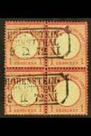 1872 1g Rose-carmine Small Shield (Michel 4, SG 5), Fine Used BLOCK Of 4 Cancelled By Two Boxed "Hohenstein -... - Altri & Non Classificati