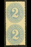 SCHLESWIG - HOLSTEIN 1865 2S Grey Blue Issue For Holstein, Mi 21, Vertical Mint Pair, Lower Stamp NHM. For More... - Sonstige & Ohne Zuordnung