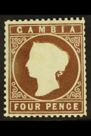 1880-81 4d Brown WATERMARK SIDEWAYS CROWN TO LEFT Variety, SG 15Aw, Mint, Slightly Trimmed Perfs At Right And Tiny... - Gambie (...-1964)