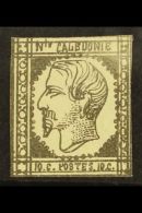 NEW CALEDONIA 1859 10c Grey Black Napoleon, Yv 1, Fine Mint No Gum. Guarantee Mark On Reverse. For More Images,... - Other & Unclassified