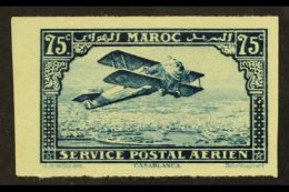 MOROCCO 1922-27 AIR 75c Blue Imperf, Yvert 4a, Very Fine Mint. For More Images, Please Visit... - Andere & Zonder Classificatie