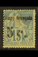 CONGO 1891 5c On 15c Blue, Yv 2, Very Fine Mint. Scarce Stamp. For More Images, Please Visit... - Andere & Zonder Classificatie