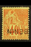 BENIN 1892 40c Red Orange, Variety "overprint Inverted", Yv 11a, Very Fine Mint No Gum. Signed. For More Images,... - Sonstige & Ohne Zuordnung