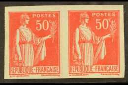 1922-33 50c Rose-red "Peace" IMPERF, Yvert 283i, Very Fine Never Hinged Mint Horizontal Pair. For More Images,... - Other & Unclassified