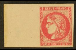1870-71 80c Rose "Ceres" (Yvert 49, SG 183), Attractive Mint Left Marginal Example, Thin In Sheet Margin But The... - Altri & Non Classificati