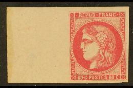 1870-71 80c Rose "Ceres" (Yvert 49, SG 183), Attractive Mint Left Marginal Example, Thin In Sheet Margin But The... - Andere & Zonder Classificatie