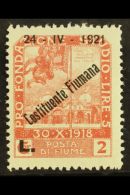 1921 2L On 2cor Red-brown "Constituente Fiumana" Overprint (SG 186, Sassone 172), Never Hinged Mint, Very Fresh.... - Fiume