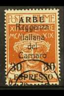 1920 30c On 20c Ochre 'Arbe' Express Surcharge, Sass 1, Very Fine Cds Used With Full Perfs. For More Images,... - Fiume