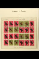 BEETLES & BUTTERFLIES 1953 Swiss Pro Juventute Complete Sheet (Michel MHB 42, Zumstein OZ41) Containing 20c... - Non Classificati