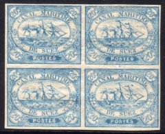 SHIPS Suez Canal Company, 1868 20c Blue Imperf "Ship" SG 3 In A Delightful Block Of 4 With Four Clear Margins. A... - Non Classificati