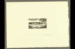 SHIPS Wallis Et Futuna 1965 27f 'Wharf' Air Stamp SUNKEN DIE PROOF Printed In Black On Card, As Yvert 23, Signed... - Ohne Zuordnung